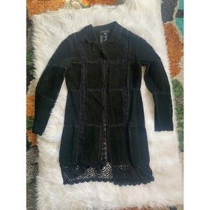 Black leather Static coat